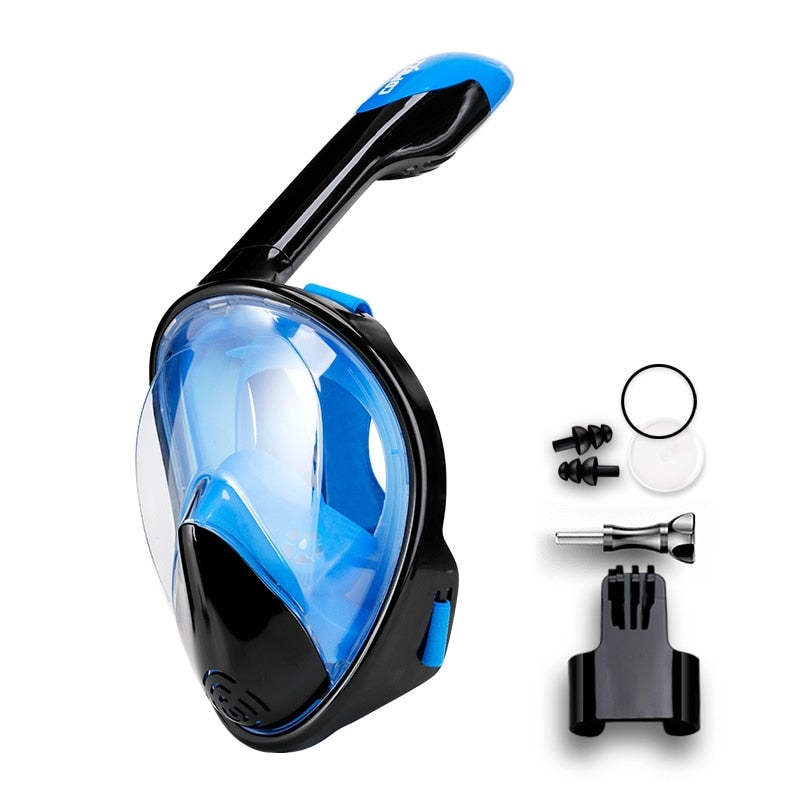 Full Face Scuba Diving Anti Fog Goggles With Camera Mount Underwater Wide View Snorkel  Mask
