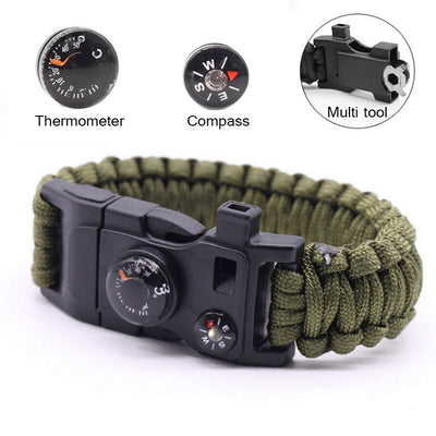 15 In 1 Paracord Survival Bracelet Multi-function Military Emergency Camping Rescue EDC Bracelets Escape Tactics Wrist Strap