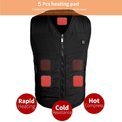 Men Women USB Infrared Heating Vest Winter Outdoor Jacket Electric Thermal Waistcoat