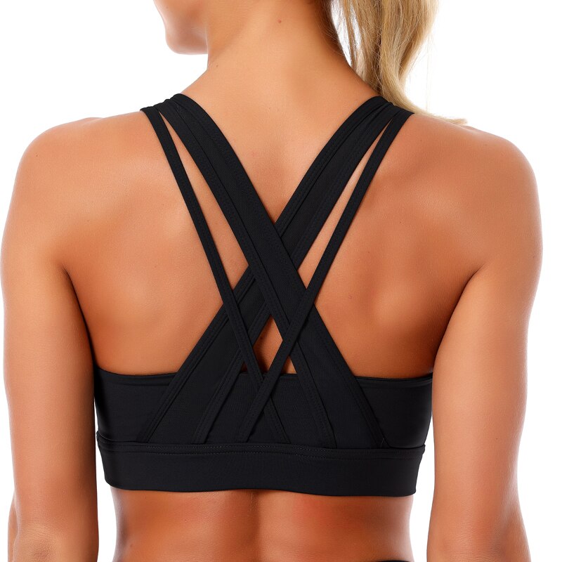 Kaminsky Women Push Up Sexy Back Sport Gathered Bra Female Running Workout Bra Fitness High Elastic Shockproof For Training Vest