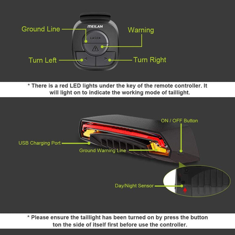 Smart Auto Brake Sensing Light Bicycle Wireless Turn Light