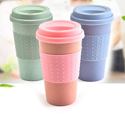 Travel Portable Pink Blue Green Peas Thermally Insulated Tea Mug