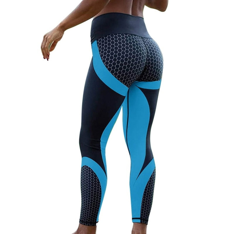 Women Fitness Running Yoga Pants Honeycomb Printed
