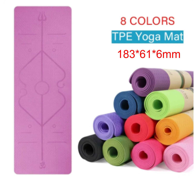 Non-Slip TPE Yoga Mat With Position Line