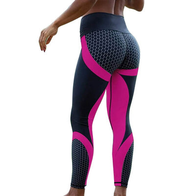 Women Fitness Running Yoga Pants Honeycomb Printed