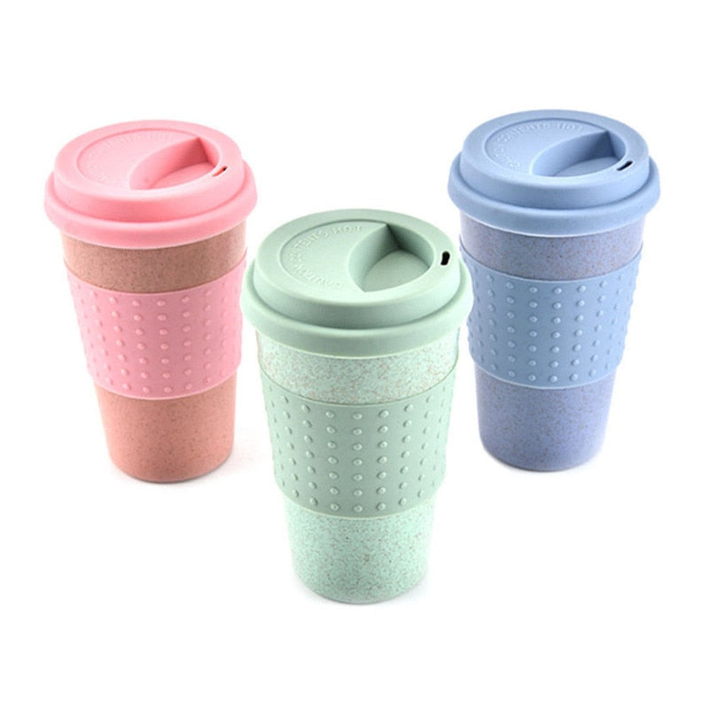 Travel Portable Pink Blue Green Peas Thermally Insulated Tea Mug