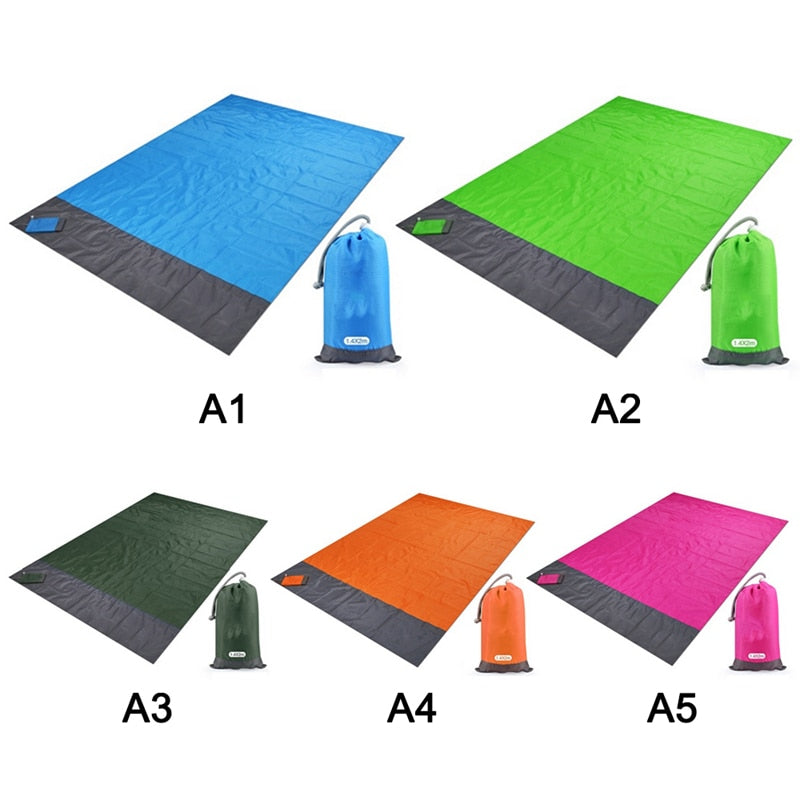 2x2.1m Waterproof Pocket Beach Blanket Folding Camping Mat Mattress Portable Lightweight Mat Outdoor Picnic Mat Sand Beach Mat