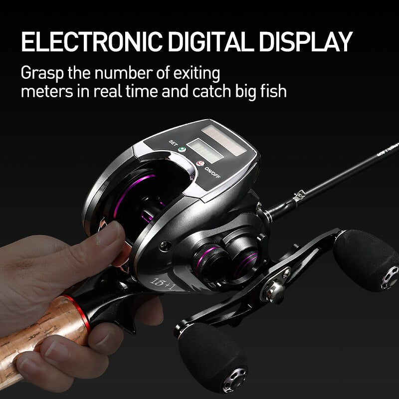 Electronic Fishing Reel Counter Digital Display Baitcasting Reel 8.0:1 High Speed Ratio 2020 New Profile Line Pesca