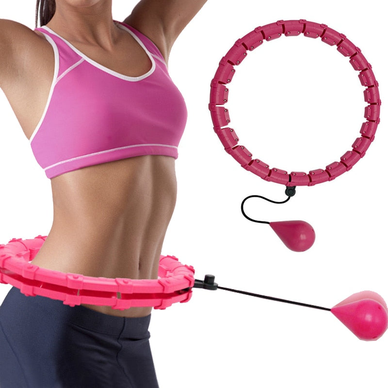 Sybiloo Smart Weighted Fit  Hula Hoop for Adults Weight Loss, 24 Detachable Knots, 2 in 1 Abdomen Fitness Massage, Great for Adults and Beginners