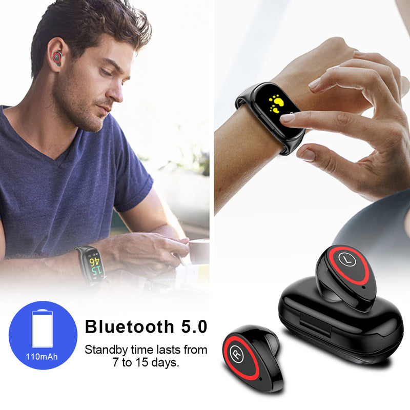 Bluetooth  Headphones Smart Watch with Heart Rate Monitor