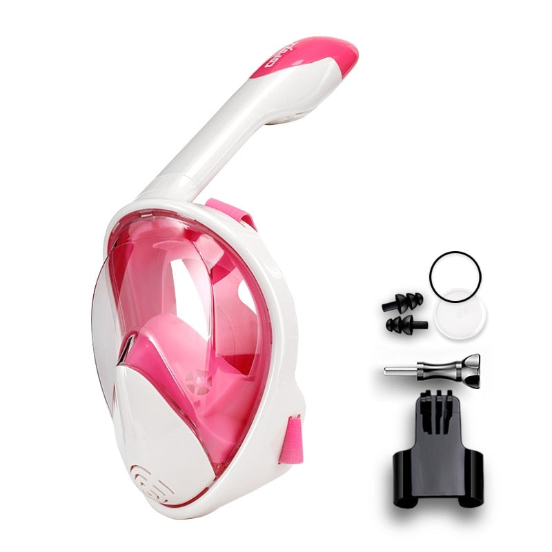 Full Face Scuba Diving Anti Fog Goggles With Camera Mount Underwater Wide View Snorkel  Mask