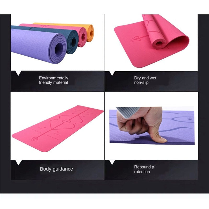 Non-Slip TPE Yoga Mat With Position Line