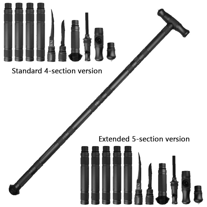 Hiking Aluminum Alloy Tactical Stick Trekking Pole Portable Camping Tactical Cane Multi-Functional Defensive Sports