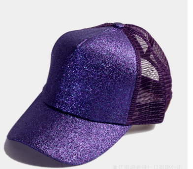 Side Leaf  Cap - Glitter Ponytail Baseball Cap