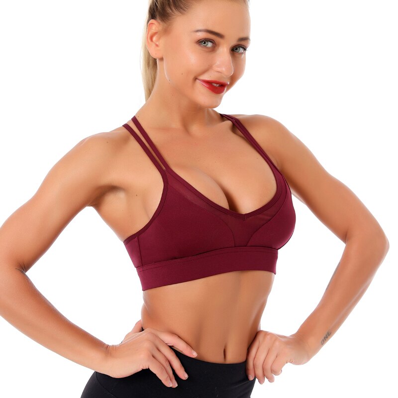 Kaminsky Women Sport Bra Gathered Running Fitness Gym Shockproof Bra High Elasticity Breathable Sweat Tank Top Athletic Vest