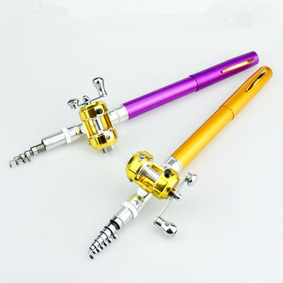 Outdoor Stream Portable Pocket Telescopic Mini Fishing Rod Pole Pen Shape Folded River Lake Fishing Rod With Reel Wheel