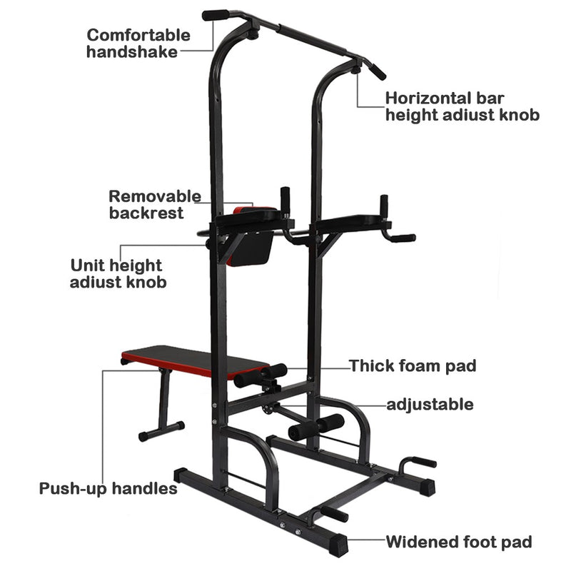 Workout Dip Station Sit Up Bench Adjusting Height Home  Gym Pull Up Dip Station