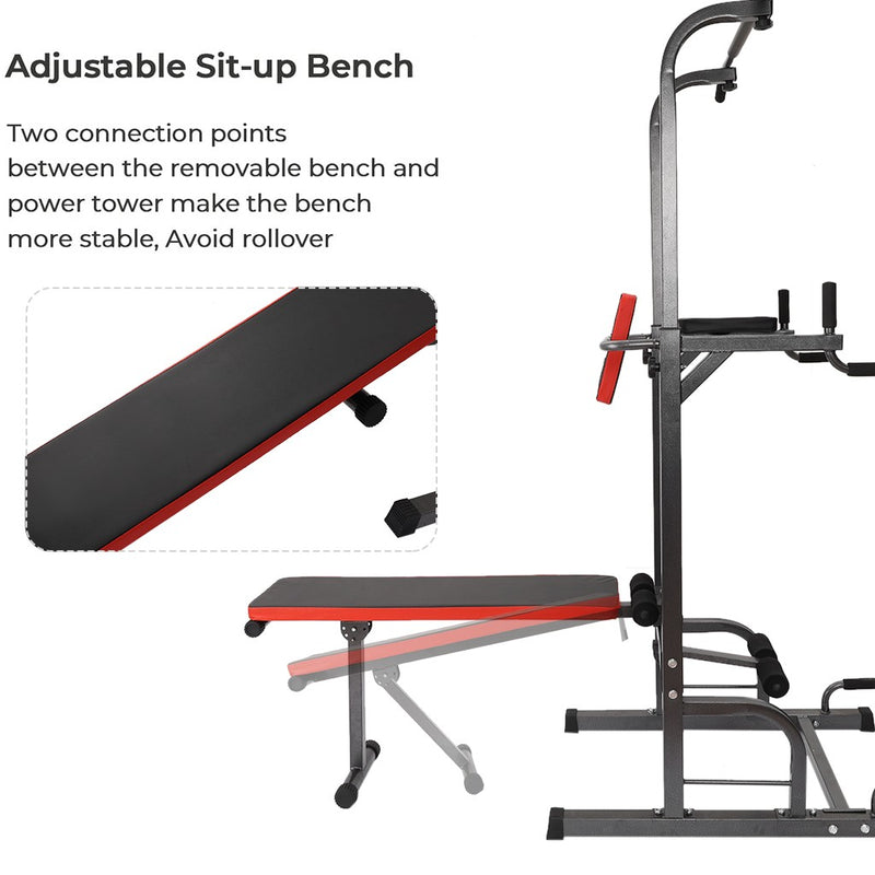 Workout Dip Station Sit Up Bench Adjusting Height Home  Gym Pull Up Dip Station