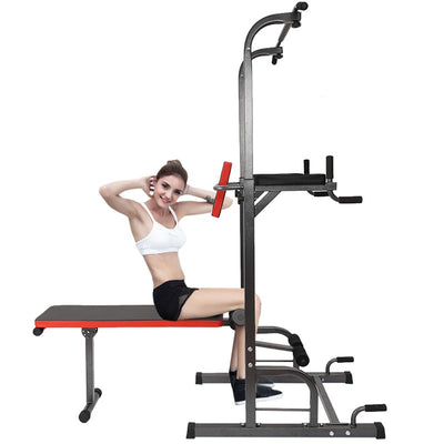 Workout Dip Station Sit Up Bench Adjusting Height Home  Gym Pull Up Dip Station