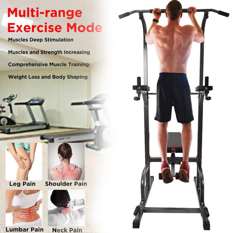 Workout Dip Station Sit Up Bench Adjusting Height Home  Gym Pull Up Dip Station