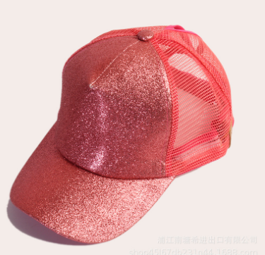 Side Leaf  Cap - Glitter Ponytail Baseball Cap