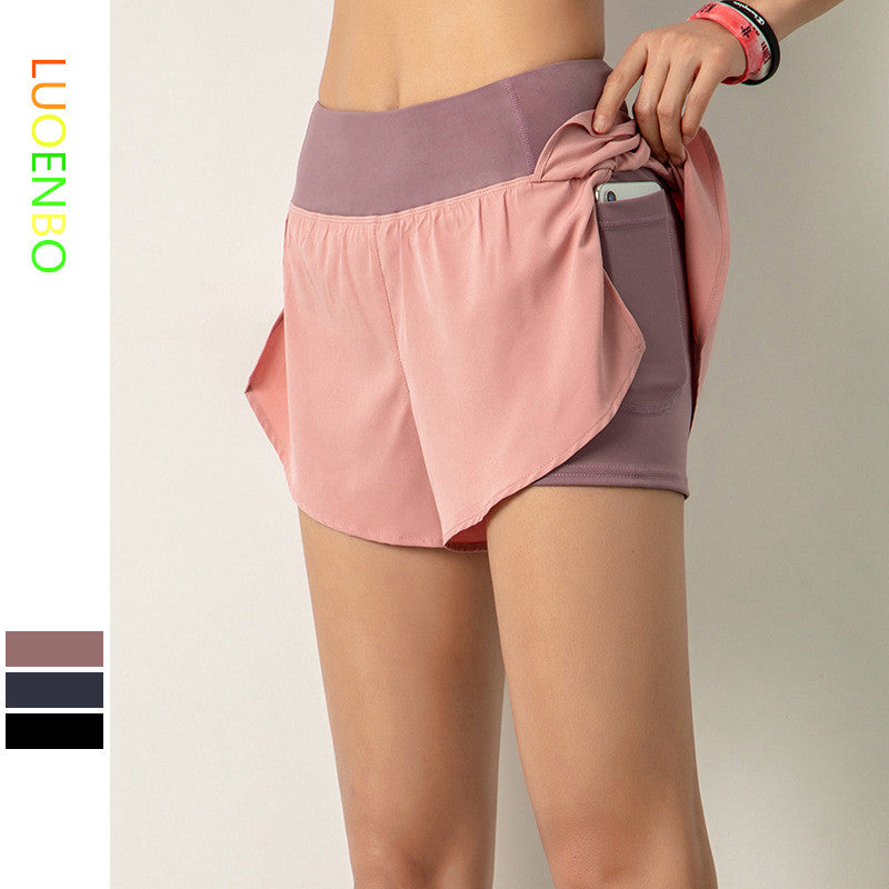 LUOENBO Women Gym Double shorts side pocket