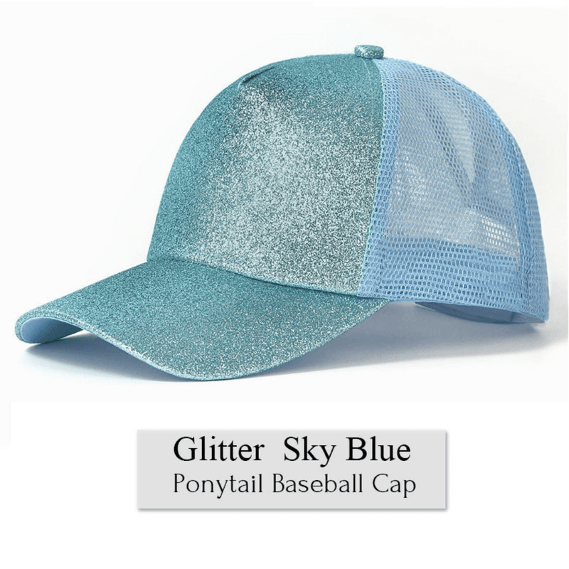 Side Leaf  Cap - Glitter Ponytail Baseball Cap