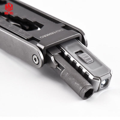 1PC Outdoor EDC Portable Emergency Repair Multitool With LED Light Stainless Steel Screwdriver Wrench Set Bicycle Repair Tool