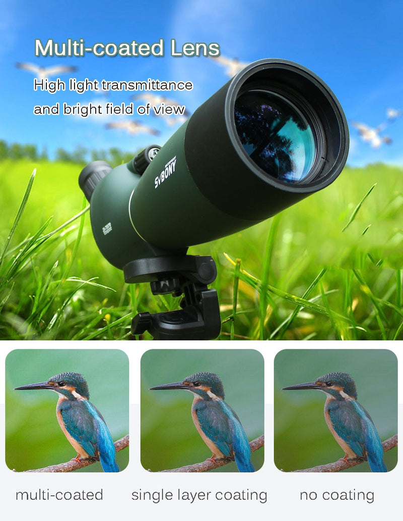 Svbony SV28 50/60/70mm Telescope Zoom Spotting Scope Waterproof Monocular w/ Universal Phone Adapter Mount for Hunting F9308