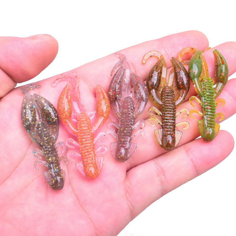 5Pcs Jigging Wobblers Fishing Crawfish Worm soft lure Shrimp Flavor Additive Silicone Artificial Soft bait Walk Fish Bass Pesca