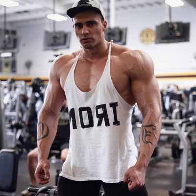 Men's Athletic Printed Gym Workout Bodybuilding Tank Tops  Y Back Fitness Lightweight Strap Muscle Fit Stringer Extreme Tee