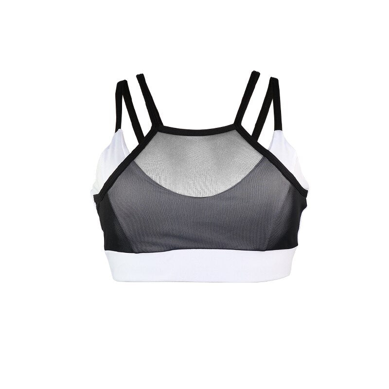 White & Black Hollow Out Mesh Sport Bra