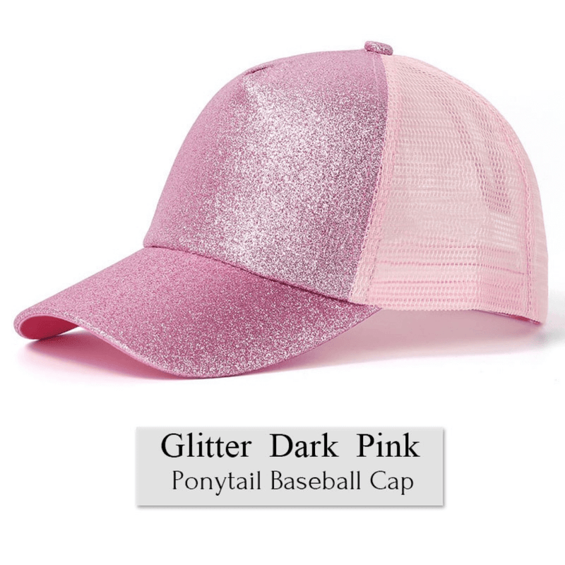 Side Leaf  Cap - Glitter Ponytail Baseball Cap