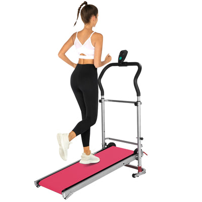 Shock-absorbing Folding Manual Treadmill Work Machine Fitness Exercise Home
